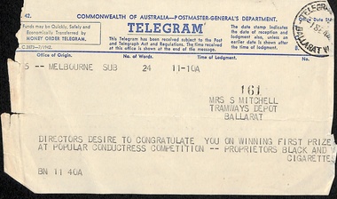 Telegram - Congratulations to Sylvia Mitchell 4 of 9