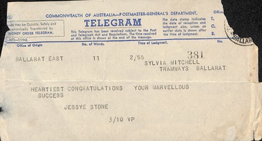 Telegram - Congratulations to Sylvia Mitchell 5 of 9