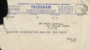 Telegram - Congratulations to Sylvia Mitchell 7 of 9