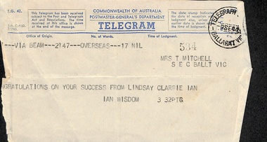 Telegram - Congratulations to Sylvia Mitchell 8 of 9