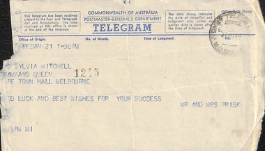 Telegram - Congratulations to Sylvia Mitchell 9 of 9