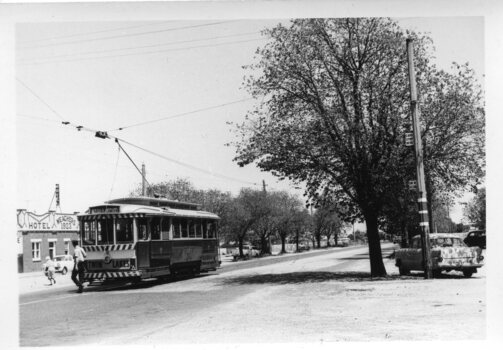 Black and White - tram 12, Victoria St terminus