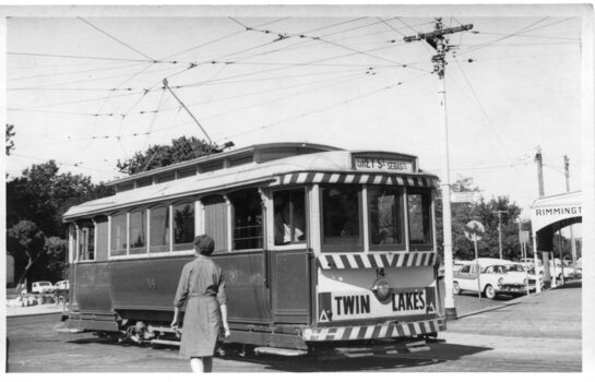 Black and White - tram 14 Hospital corner