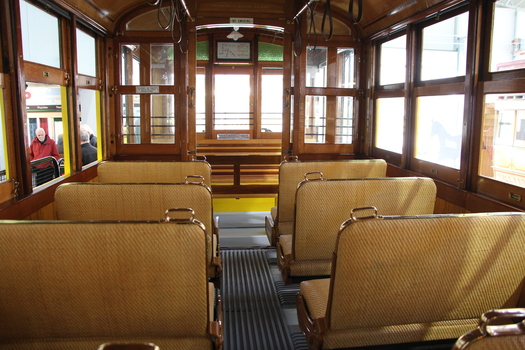 Geelong tram No. 2 on display  - interior 