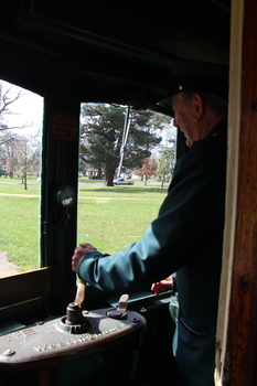 Driving tram 13 on the access track - Chris Phillips