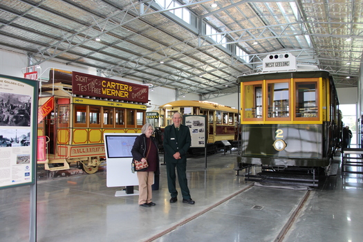 Museum visitor Maggie Knife and driver Chris Phillips in the New Museum