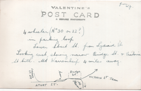 Postcard - "Sturt Street, Ballarat" - rear