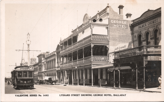 "Lydiard Street showing George Hotel Ballarat"