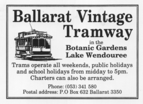 Advertisement base for "Ballarat Vintage Tramway"