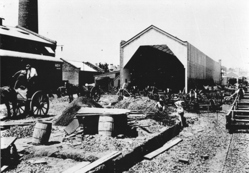 Geelong tramway under construction