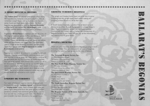 Pamphlet  - Ballarat Begonia's page 1