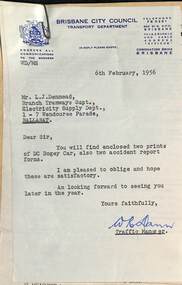 Letter - Brisbane City Council to Les Denmead - cover sheet