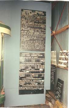 Ballarat Tramways - SEC - timetable board