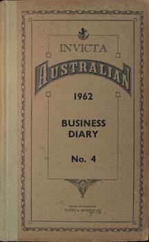 Diary - Ballarat Depot workshop 1962 - cover
