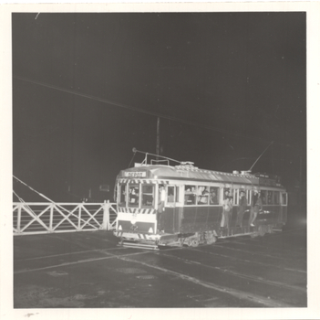 Last tram across the Railway level crossing