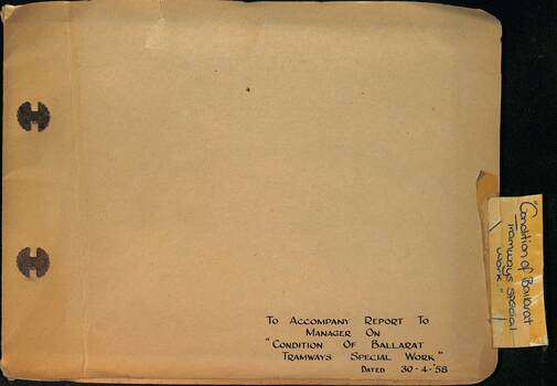 "Condition of Ballarat Tramways special work" - cover
