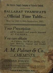 "Official Time table" - 1915 Winter cover