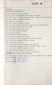 SEC Tramcar record - tram 16 sheet 1 of 5