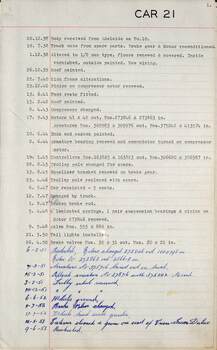 SEC Tramcar record - tram 21 - sheet 1 of 5