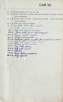 SEC Tramcar record - tram 35 - sheet  1 of 5