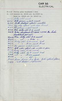 SEC Tramcar record - tram 35 - sheet  4 of 5