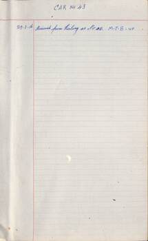 SEC Tramcar record - tram 43 - sheet 1 of 5