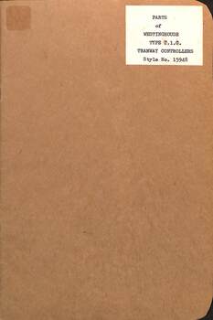 "Parts of Westinghouse Type 1C Tramway Controllers" - cover