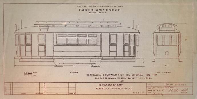 Elevations of body - Pengelley tram Nos. 20-23