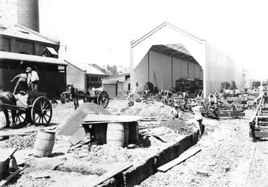 Geelong Tram depot under construction c.1911.