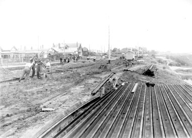 Photograph - Geelong Esplanade Tramline Construction