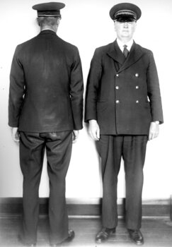 Geelong Tramway Senior Traffic Inspector's uniform - front and back view.