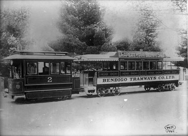 Glass plate - Bendigo steam tram No 2 Mollison St.