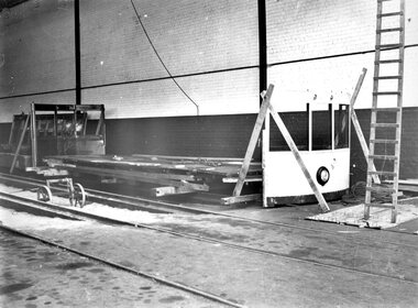 Geelong Tramway construction of Birney Safety Car imported from the J G Brill Co of Philadelphia in kit form in 1924.