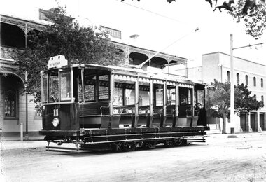 Geelong Tramways "Summer Car" in Corio St. Geelong. C 1913.