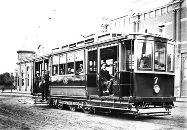 Geelong Tramway Car 7 in Corio Tce. streetscape. C.1912