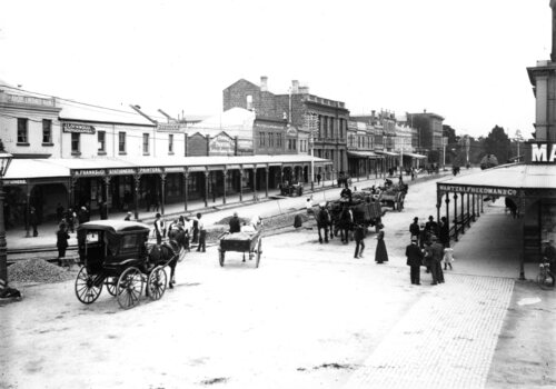 Tram tracks under construction in Geelong.