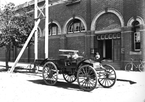 First Geelong Tramway motor lorry with "ELECTRIC SUPPLY" painted on the side.  c. 1910