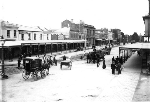 Geelong Tramway laying new tracks c. 1911.