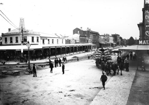 Geelong Tramway laying of new track - Malop & Moorabool Sts.