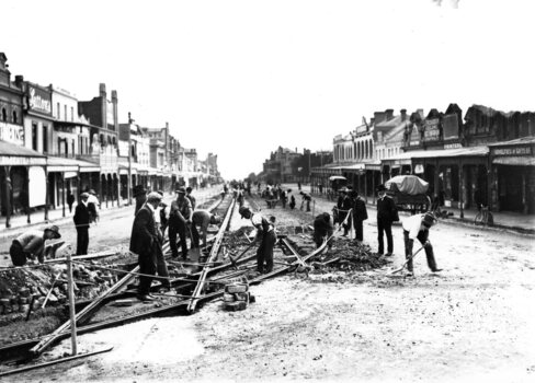 Geelong tramway new track laying c. 1911