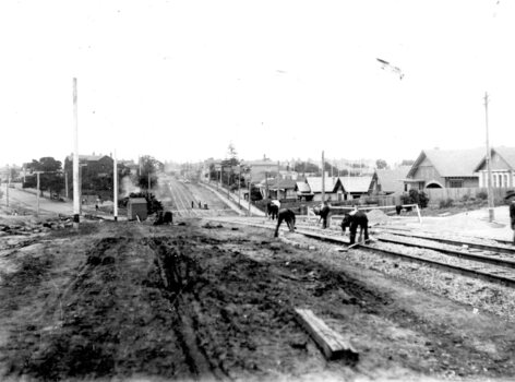 Laying track on the North Tram route along the Esplanade.