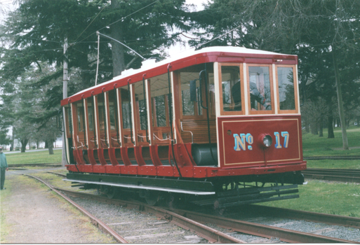 Bendigo 17 and Ballarat 28 - 100 years of electric trams - 17 on depot fan