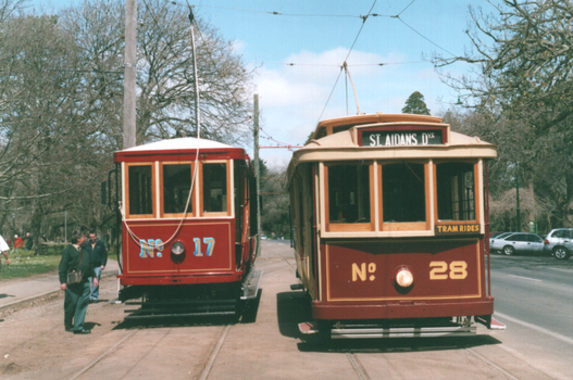 Bendigo 17 and Ballarat 28 - 100 years of electric trams - at Gardens Loop