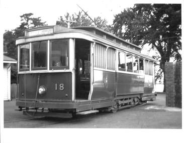 Tram 18 at Depot gates.