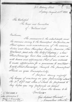 Letter from "Mr Jerusalem Smith" to Shire of Ballarat East.