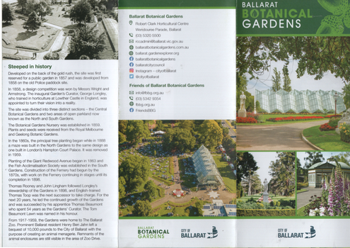 Pamphlet - "Ballarat Botanical Gardens" - p1