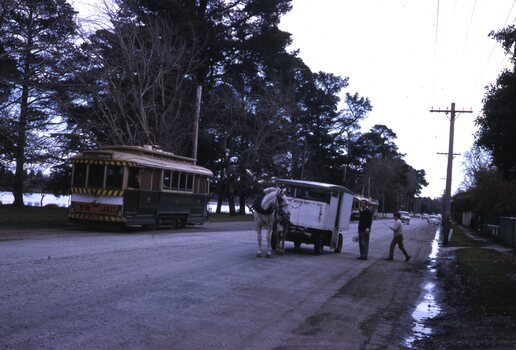 Tram 13 and milk cart - Wendouree Parade.