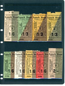 Ballarat Tramways tickets  - Lunch hour weekly tickets.