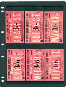 Ballarat Tramways tickets - Prototypes for Transferable Season tickets -  3/- and 3/6 pence.