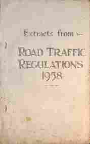 "Extracts from Road Traffic Regulations 1958" - cover